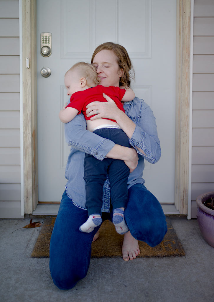Casey Hanson embraces her son Cormac